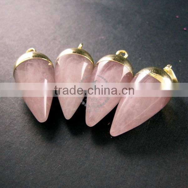 15x30mm water drop shape gold plated pink rose quartz power stone pendant charm DIY supplies 1850206