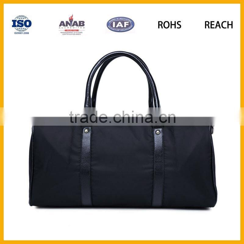 Trendy Nylon Luggage Bag Travel Bag Multilayer Duffle Bag with Leather Straps