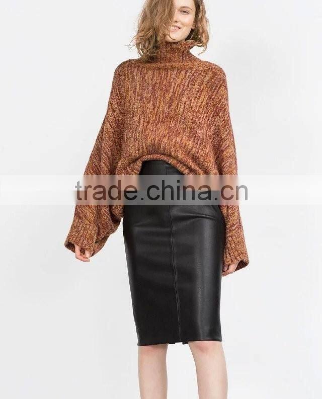 Guangzhou Clothes Factory Sexy PU Leather Wrap Skirt Bodycon Pencil Skirt