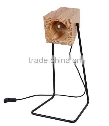 Metal Body With Wooden Lampshade Table Lamp Study Desk Lamp