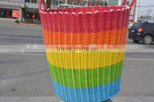 soft cheap crochet Polyester PP straw basket laundry woven basket