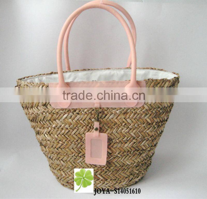 Handmade natural seagrass straw tote bag