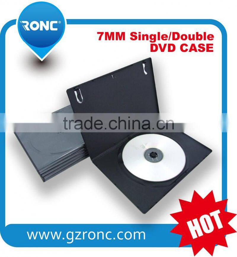 SLIM 7MM DOUBLE DVD DISC CASE,BLACK PP CD DVD CASE