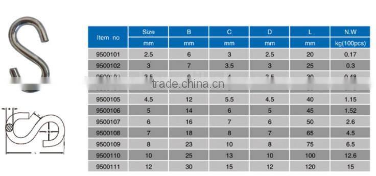 high quality s shape plastic hook