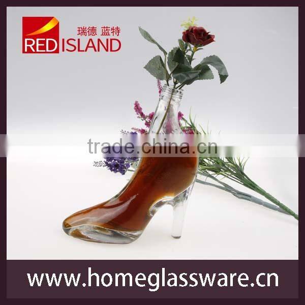 glass works supply Unique design high-heel-shaped wine bottle