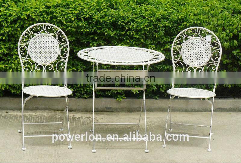 POWERLON Archaize gray vintage 2 seater patio set folding table and chairs antirust outdoor furniture
