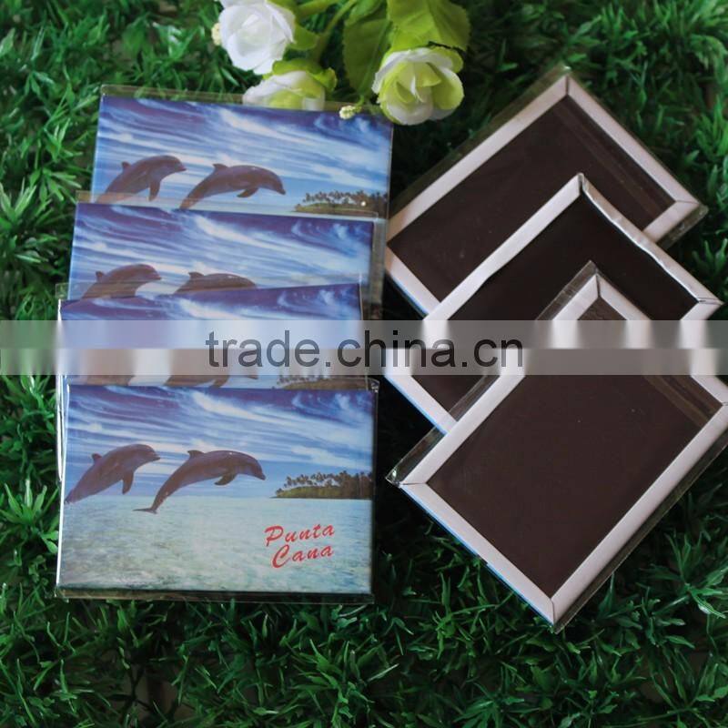 Full Logo Printed Square Shape Tin Fridge Magnets