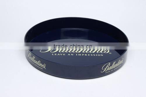 PS Dia 33.2cm Plastic transparent round snack serving tray/TPR anti-skid anti-slip tray