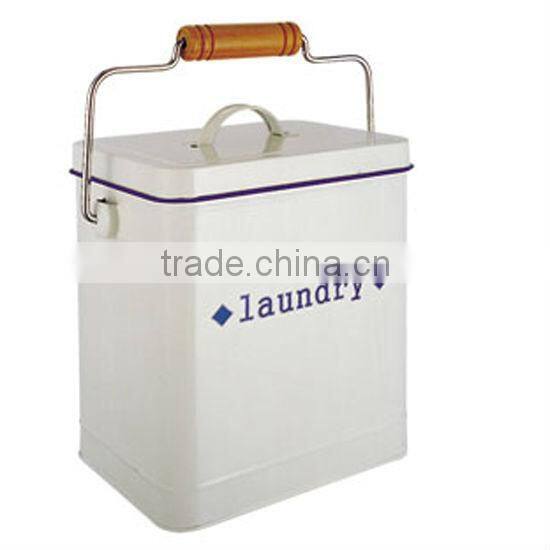 metal large Laundry box with wire handle + wooden block