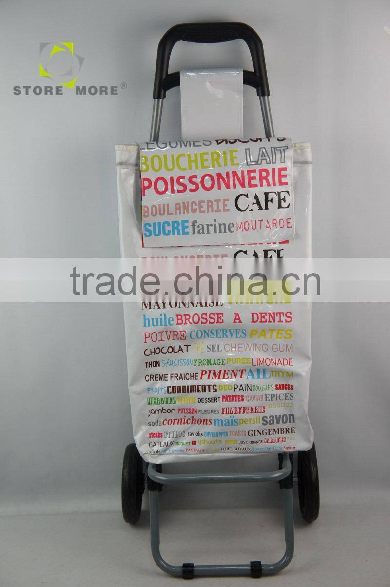 Fashion Printing 2-Tier Shopping Cart With Handle