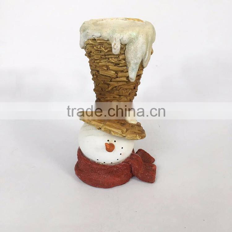 Custom resin snowman with opera hat candlestick holder