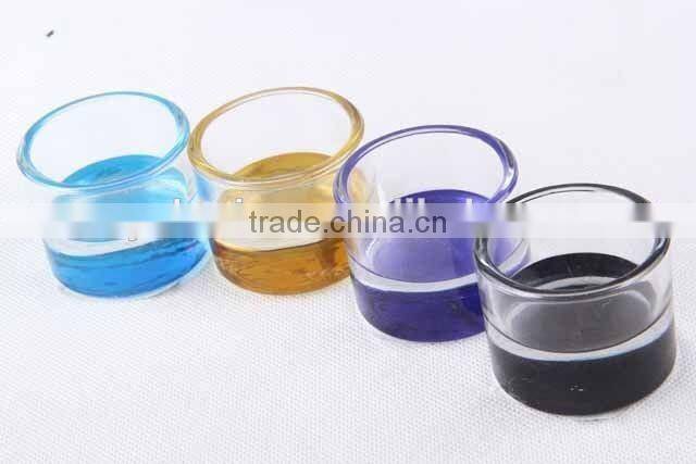 Colorful round glass candle holder