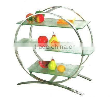 Round garret 3 layer Stainless steel buffet display shelf