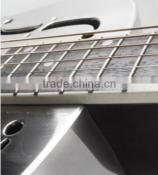 Metal body string musical instrument, single cone resonator guitar, 40'' Resophonic guitar
