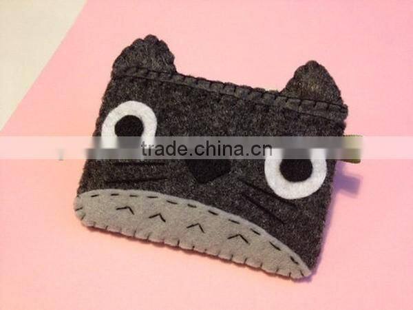 Best selling products polyester Camera case e-reader sleeve Totoro style wool fabric cartoon mobile phone cover manufacturer