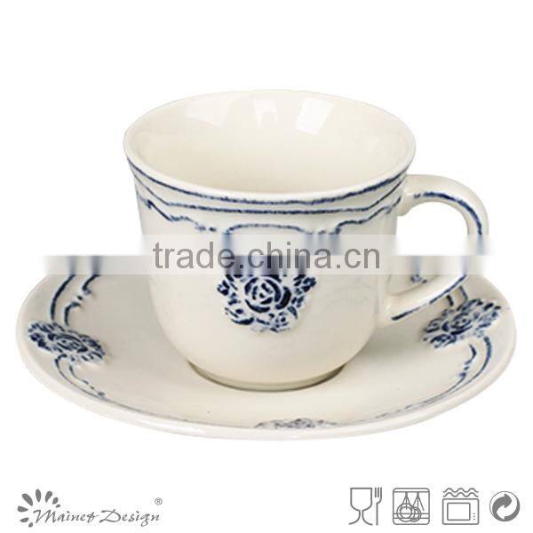Cup Saucer handpainting top sale relaxation and antique style with flower