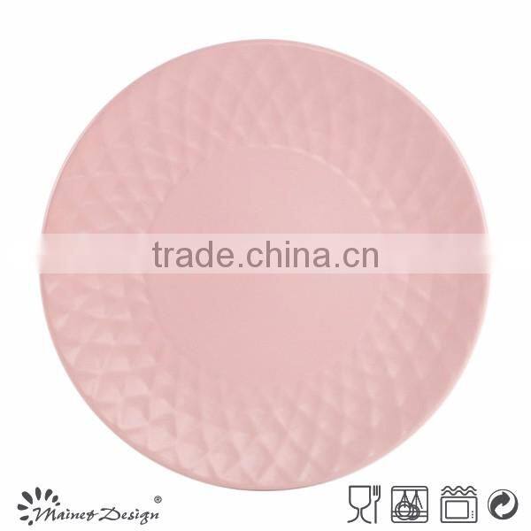 Round Crockey ceramic stoneware emboss dinnerware plate