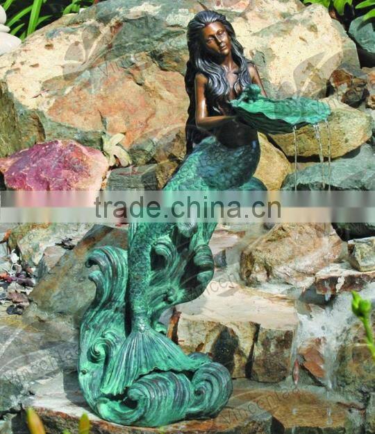 Garden Decoration Metal Craft Small Bronze Hippo Water Fountain