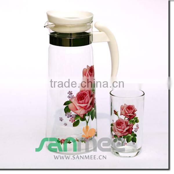 1L Heat Transfer Colorful Big Juice Gift Glass Water Sets