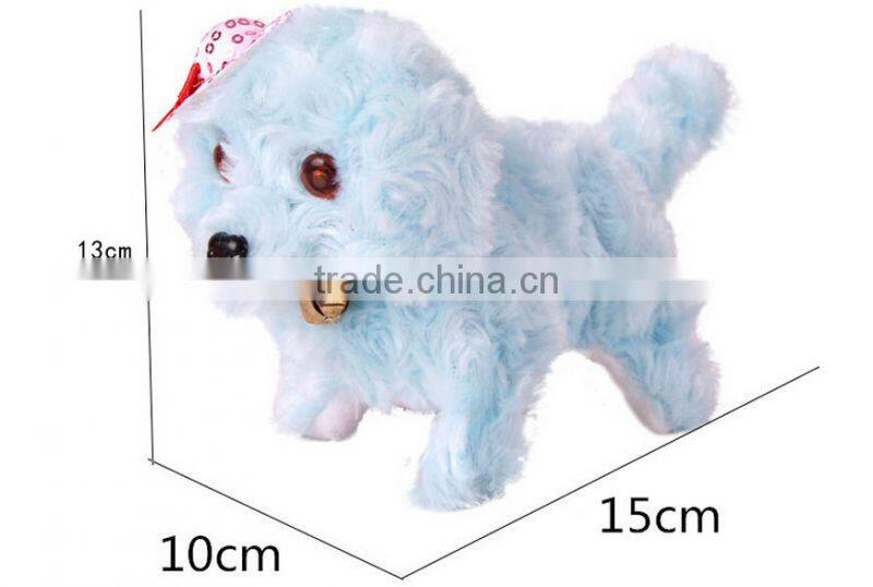 wholesale plush electric walking dog toy for kids barking walking backwards with flash eyes