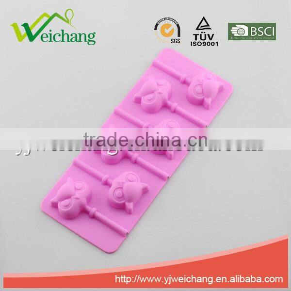WCTS1040 Silicone Hard Candy Lollipop Molds with Sticks DIY 3d Chocolate Fondant Mould for Cake Decorations (owl)