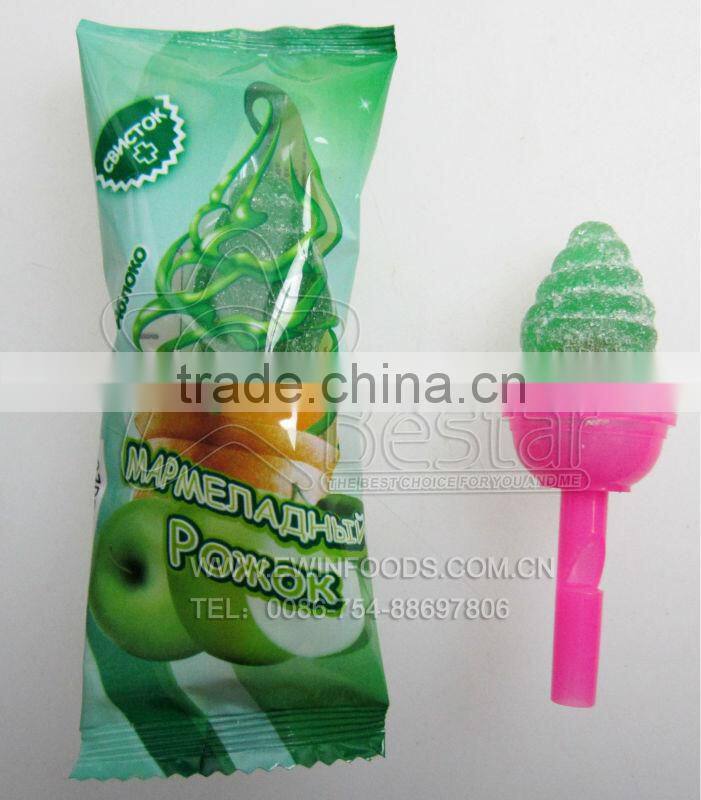 Ice-cream Jelly Candy with Plastic Whistle Lollipop