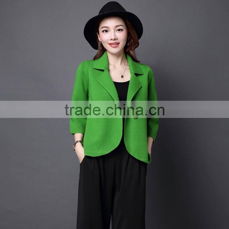 Fashion Ladies Short Coat Design Winter Woolen Knitted Coat