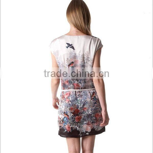 HD-D240 floral women short dress/OEM ladies dress/factory new design