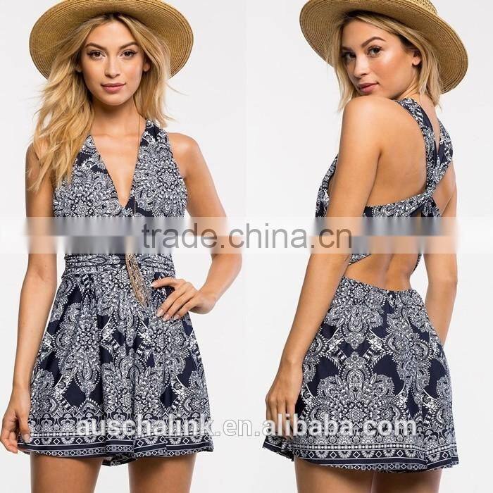 2016 best selling boho blues girls fashion romper OEM service