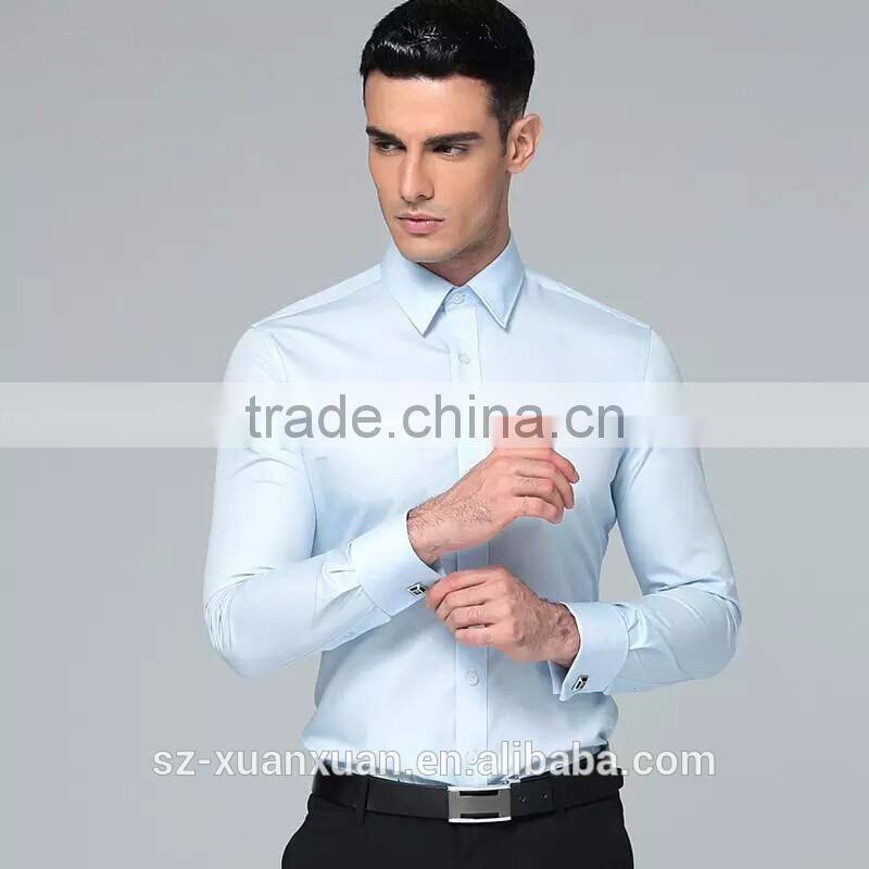 2016 White mandarin collar fit slim business shirt for men officeware