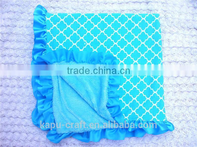 china low price high quality wholesale cotton soft blanket with satin ruffle for baby warmer cover