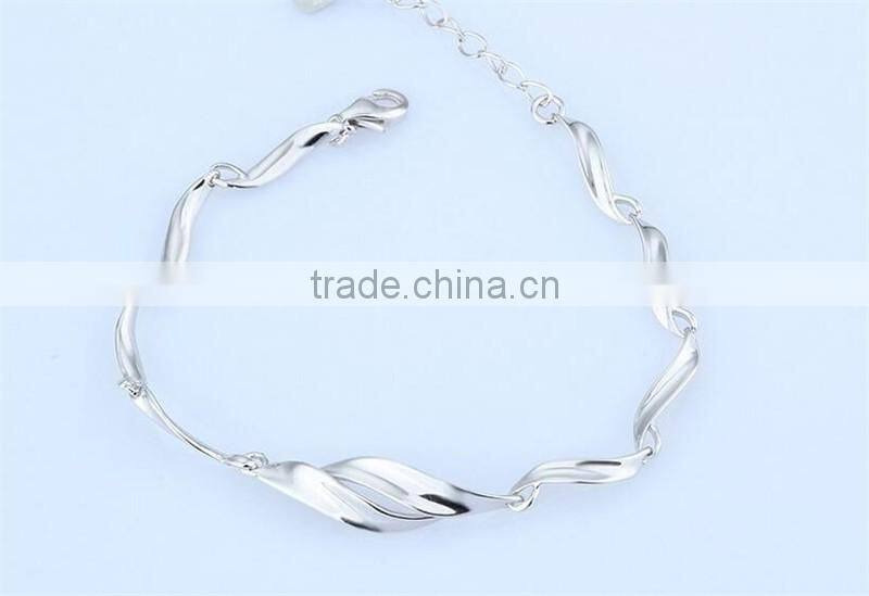 Noble Simple Style Plain Silver Twisted Design 925 Sterling silver Bracelet