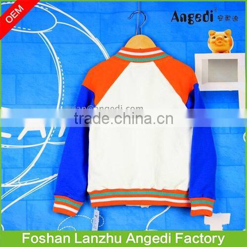 children's winter apparel Boy's fashion stylish baseball overcoat jacket v-neck casual sweatshirt with patch applique work