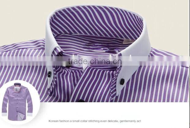 2015 European&American style Slim fit official/dress long sleeve mens/boy shirt with double collar&cuff