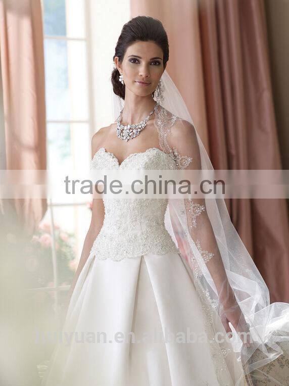white high quality ball gown lace sleeveless sweetheart victorian lace wedding dress robe de mariage
