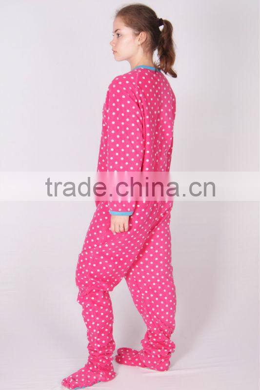 Pink Fleece Adult Footed Pajamas Sleepsuit Onesie All in one Pyjamas Unisex Couple clothes