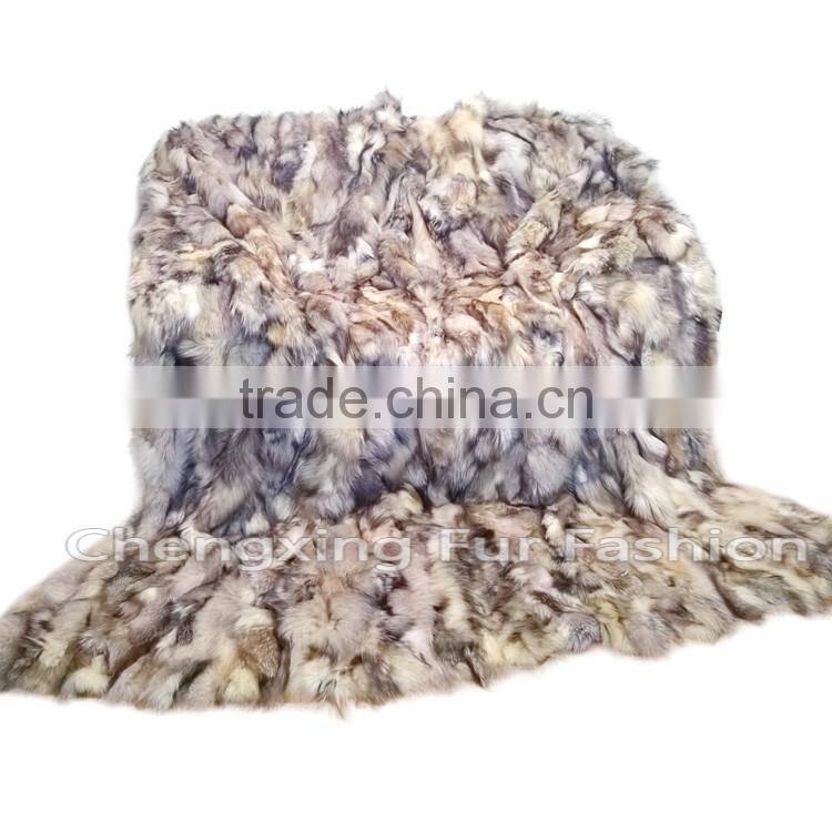 CX-D-85 Patchwork Blanket/Real Fox Fur Blanket/Throw Blankets
