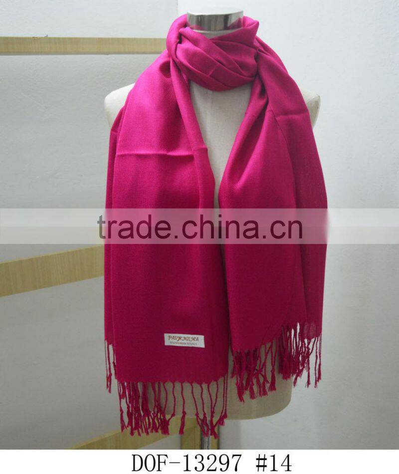 Fashion women twill hot popular pashmina shawl 100%viscose solid color