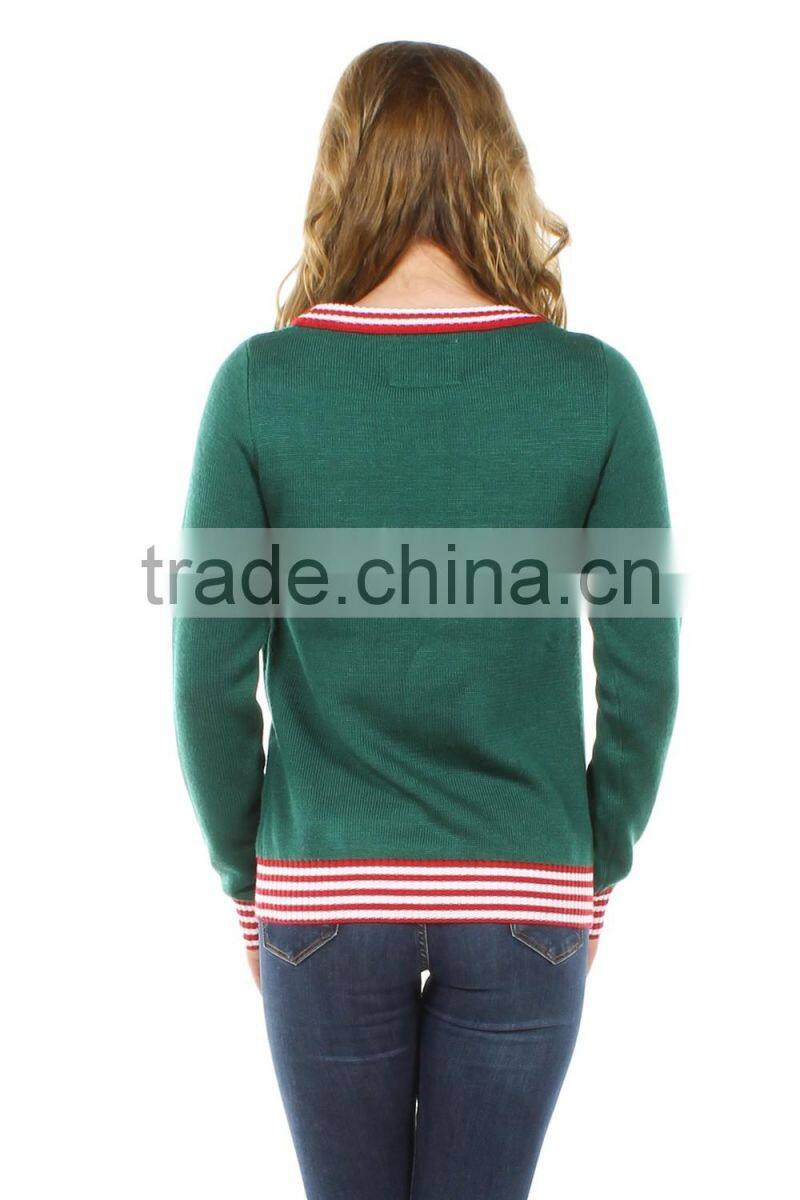 Skin- friendly knitting Christmas santa pullover sweater on 2016
