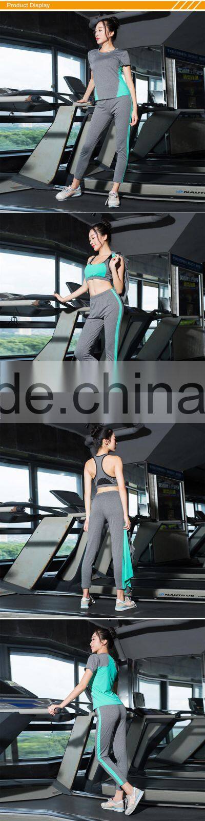 HSZ-7894 T shirt+sport bra+pants Three-piece Sport indian girls legging girl sexy image custom yoga pants yoga wear women