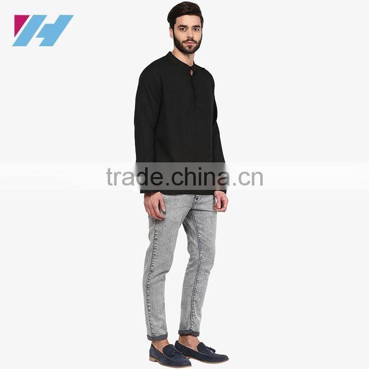 Men's Clothing Long Sleeve Black Kurta Designs For Men