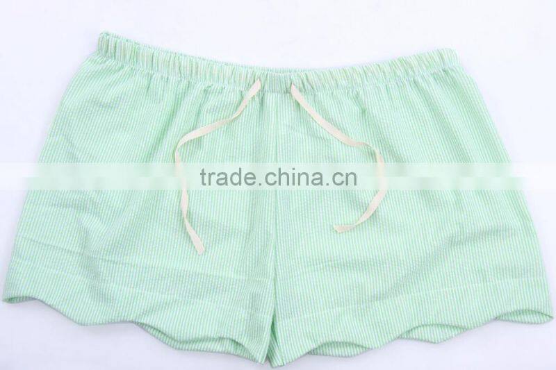 New Arrival Fashionable Scalloped Monogrammed Seersucker Shorts
