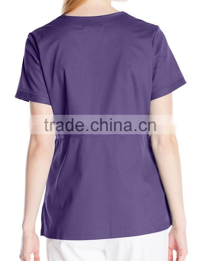 women's scrub top with adjustable buckle at waist nurse scrub suits