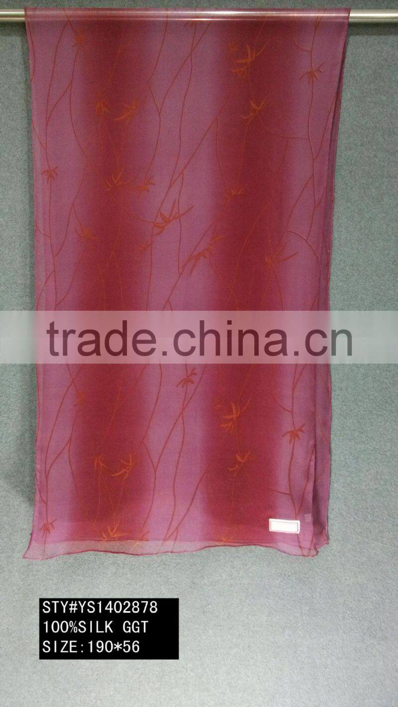 Lady Silk Scarf, Crepe GGT, Long Scarf, Tassels