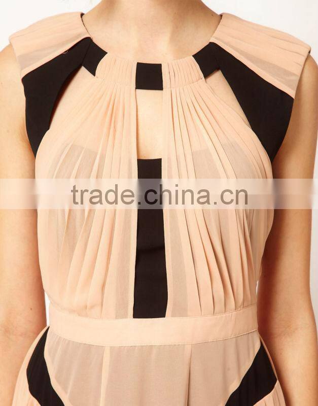 Panelled Pleat Evening Dress