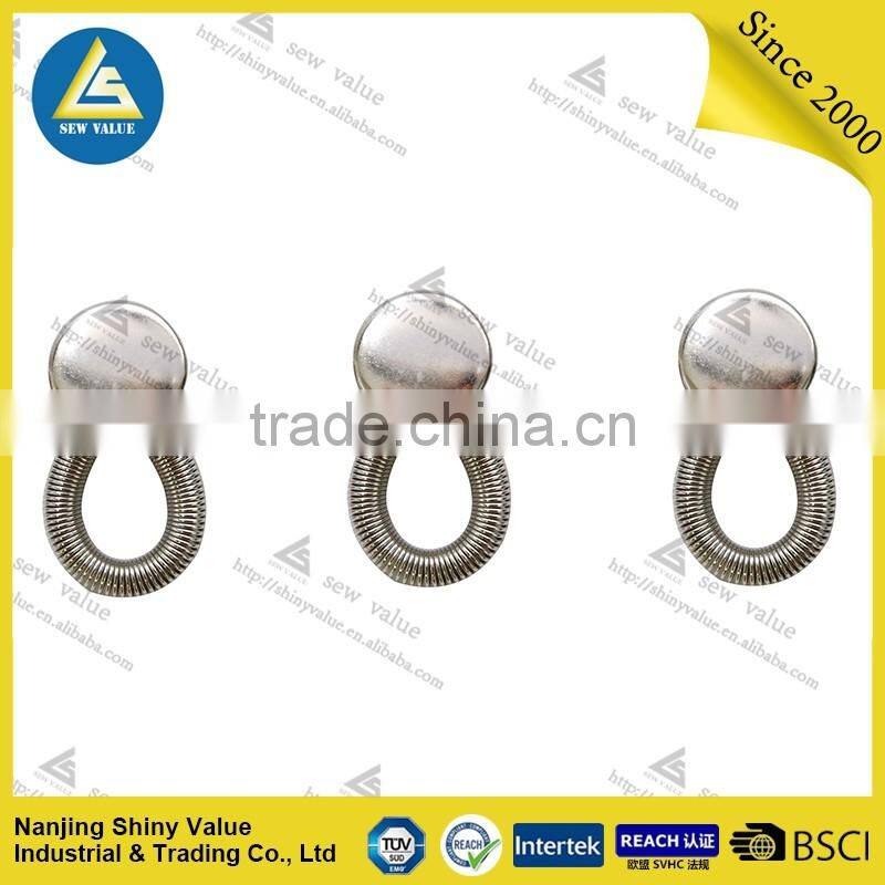 Mixed sizes packed metal collar button extenders with elastic in the spring