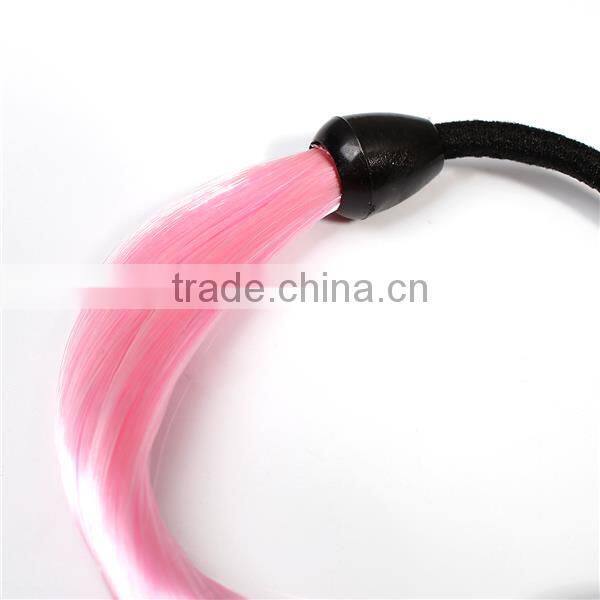 Chemical Fiber Hair Ties Round Light Pink Colorful Elastic Hair Bands
