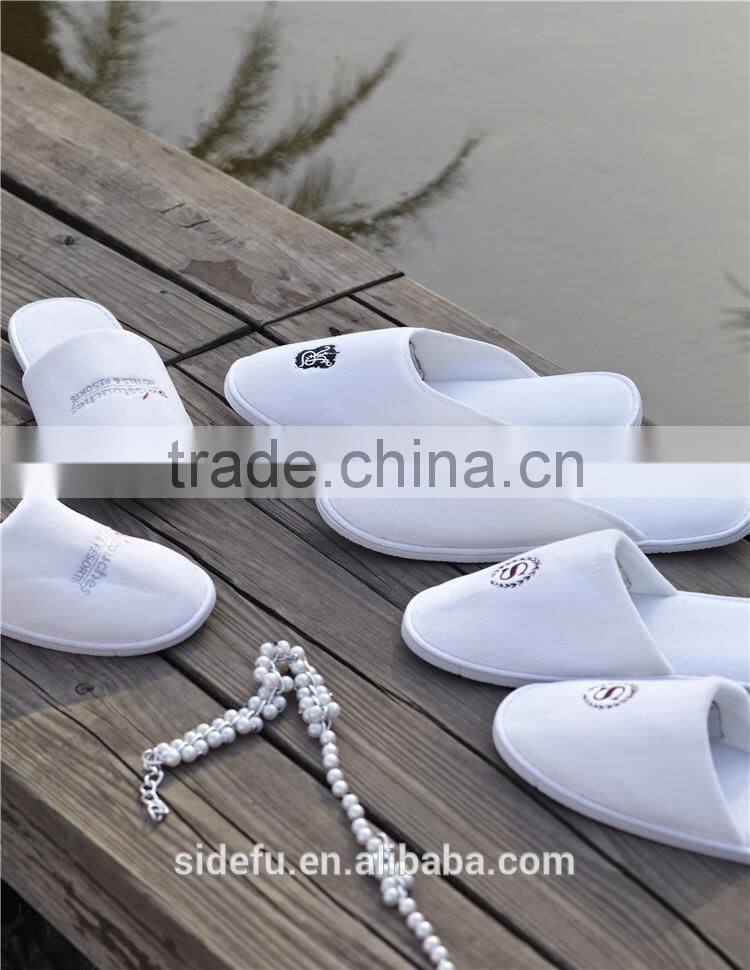 Top Quality Cotton Velvet Personalized Hotel Slippers With Logo