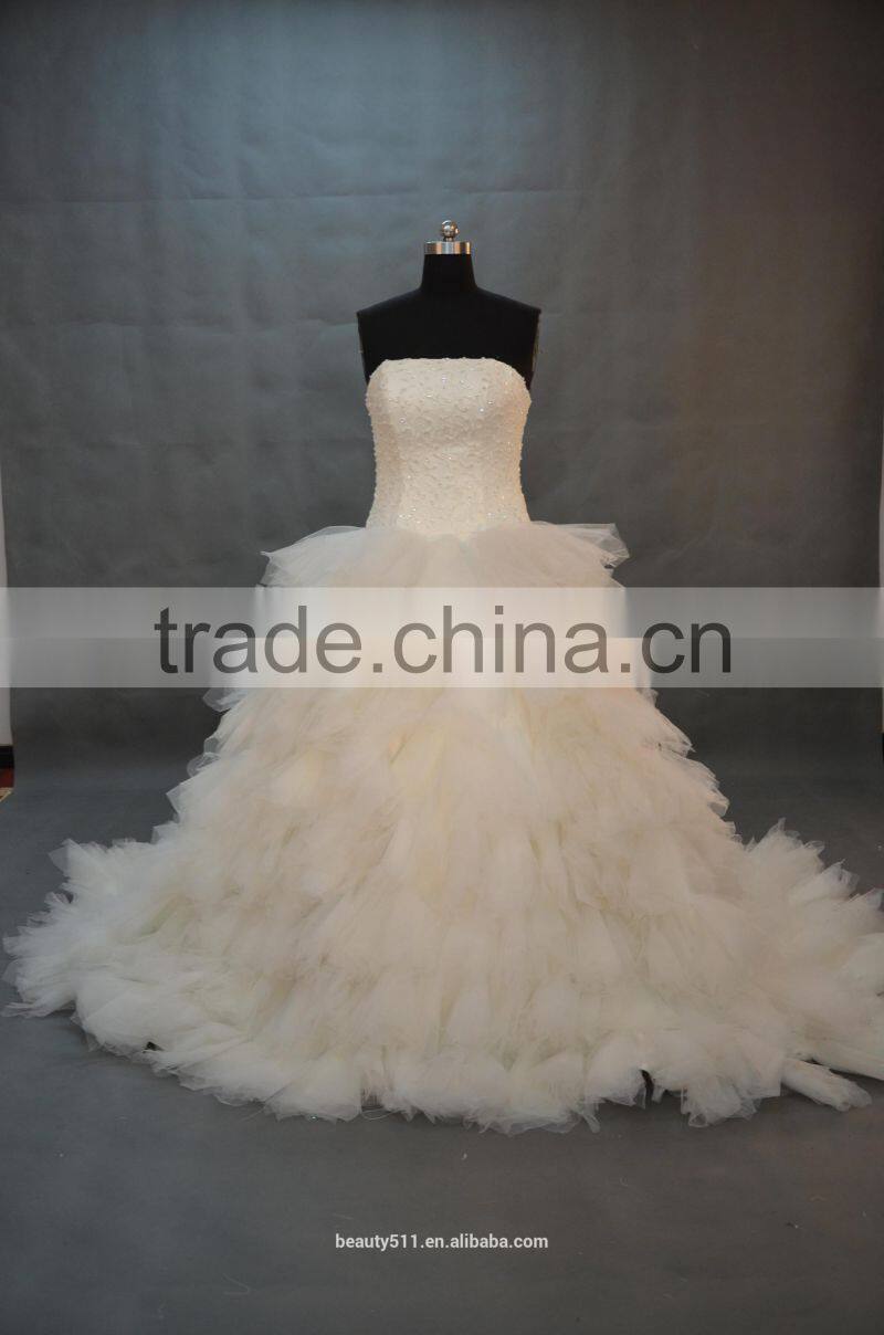 IN STOCK Off-The-Shoulder Bubble skirt wedding dress Floor-length bridal gown SW11