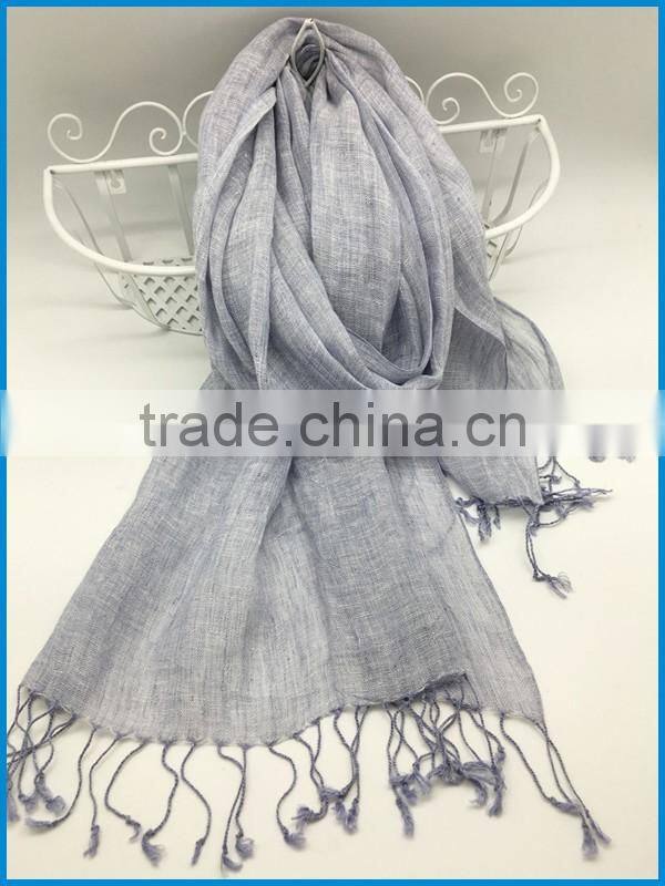 Wholesale 2017 new design lady's fashionable natural linen scarf